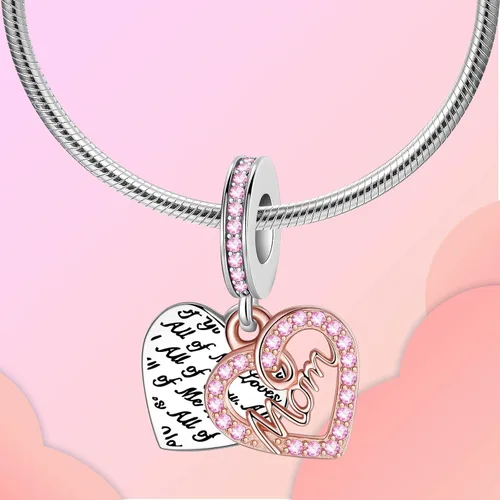 Vista 145 de LUXILLA Abalorio de plata de ley 925 para madre, hija, abuela, para familia, amor, madre, hija, abuela, para pulseras, collares, dijes, abalorios