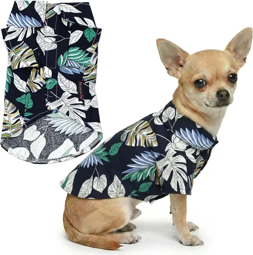 Vista 22 de Parisian Pet Camisa para perro de Amazonia - Ropa de algodón para perros pequeños - Elegante traje tropical para perros - Ropa ligera y suave