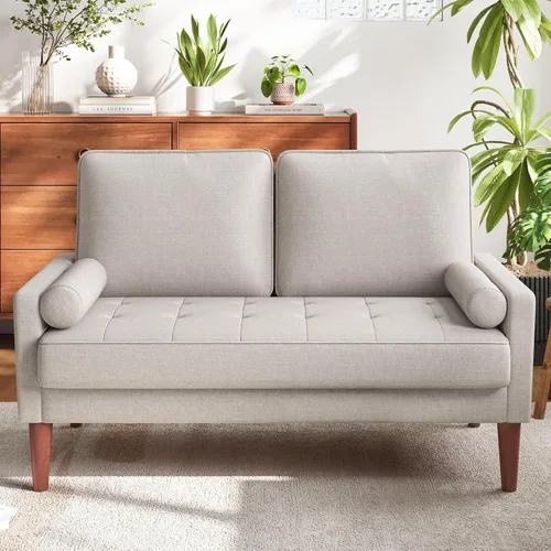 Vista 9 de Vesgantti Sofá de dos plazas con patas de madera maciza, sofás pequeños de 48 pulgadas para espacios pequeños, asiento de dos plazas para sala