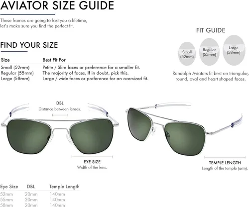 Vista 4 de Randolph USA Lentes de sol clásicos de aviador cromados brillantes para hombres o mujeres, 100% UV