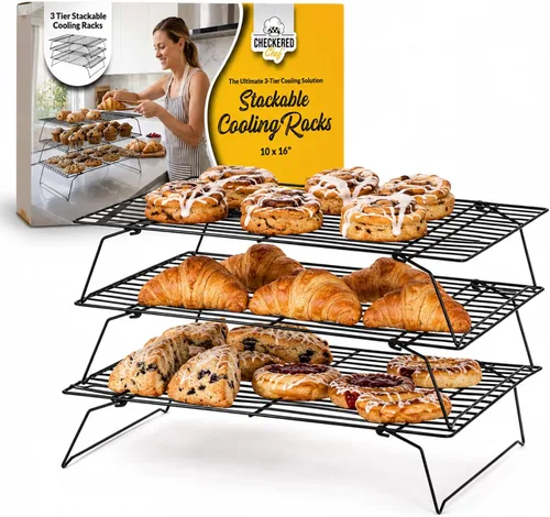 Vista 12 de Checkered Chef Estantes de enfriamiento plegables - Estante para hornear