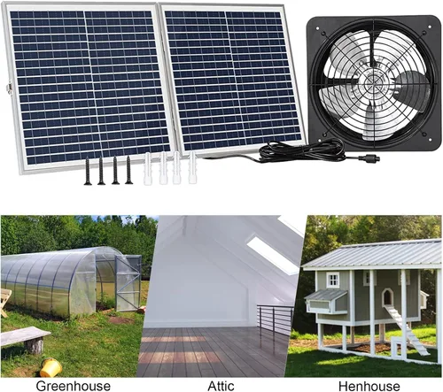 Vista 8 de ECO-WORTHY Ventilador de ático de 25 W alimentado por energía solar con ventilador de techo abuhardillado y panel plegable de 30 W - Ventiladores