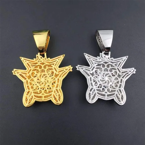 Vista 6 de ICE JEWELRY Hip Hop Iced Out - Collar con colgante de gengar de diamantes de imitación chapado en oro de 18 quilates, Circonita, Circonia cúbica