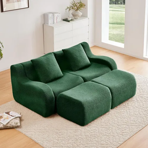 Vista 24 de Sofás de peluche sin hueso para sala de estar, juego de sofá modular negro con asiento profundo, sofá de gran tamaño, sofás para sala, cómodos sofás