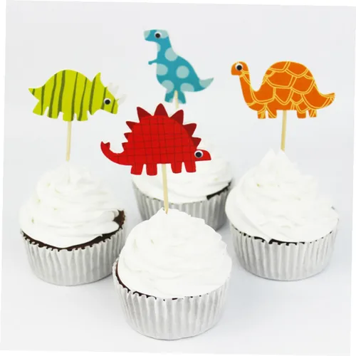 Vista 3 de 96pcs Dinosaur Birthday Cake Topper Paper Decorations for Parties