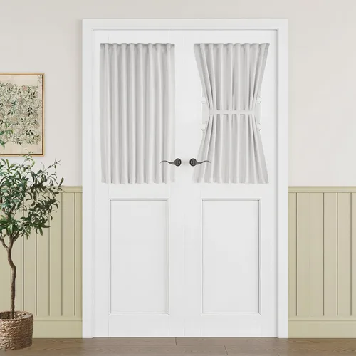 Vista 110 de Vatge Cortinas laterales autoadhesivas para puertas de cristal, sin taladro, extraíble, panel de filtrado de luz, 1 panel, 12 pulgadas de ancho x 60