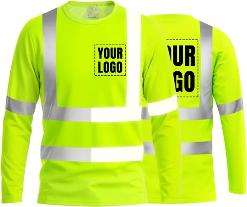 Vista 11 de La alta visibilidad reflexiva de las camisetas de la seguridad del logotipo de encargo Hola Vis de Verde neón - Estilo 8