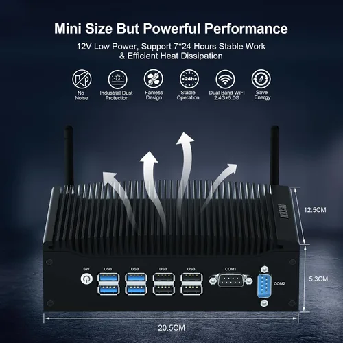 Vista 4 de HISTTON Mini computadora Windows 11 Pro, Mini PC de escritorio Core i5-8265U, DDR4 8 GB de RAM, SSD de 128 GB, Micro PC, Dual LAN, BT4.2, Mini PC