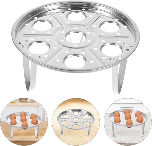 Vista 8 de Multifunctional Egg Steamer Rack 430 Stainless Steel Tripod Stand