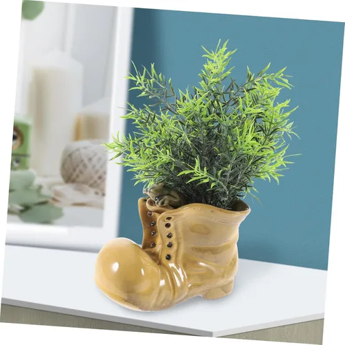 Vista 3 de Botas de dibujos animados en forma de suculenta maceta de cerámica para plantas de interior, oficina, ventana, alféizar decoración única
