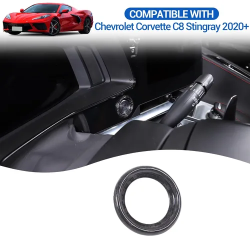 Vista 4 de Anillo de arranque de encendido de fibra de carbono real compatible con Chevrolet Corvette C8 Stingray 2020-2025, anillo de botón de arranque