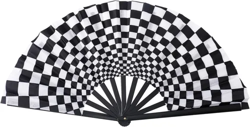 Vista 19 de Abanico plegable grande para rave, ventilador chino de Kung Fu Tai Chi para hombres y mujeres, festivales de boda, decoración de fiesta de Negro