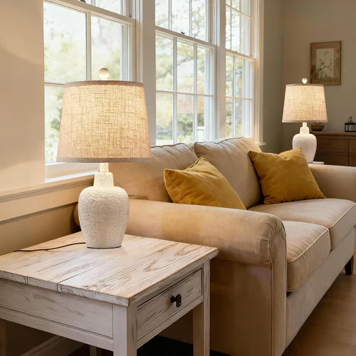 Vista 7 de Lámparas de mesa para dormitorio, juego de 2 lámparas de mesa de granja para sala de estar de 21 pulgadas, lámpara de noche rústica