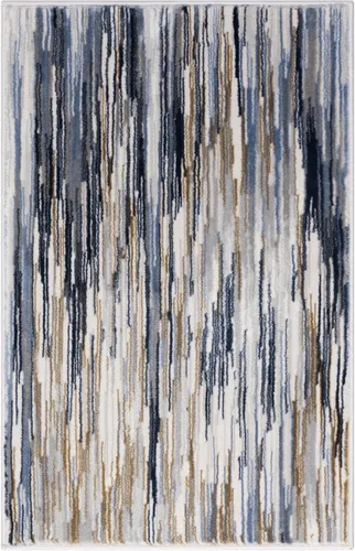 Vista 2 de LUXE WEAVERS Alfombra de área Art Deco de rayas geométricas azul 2x3