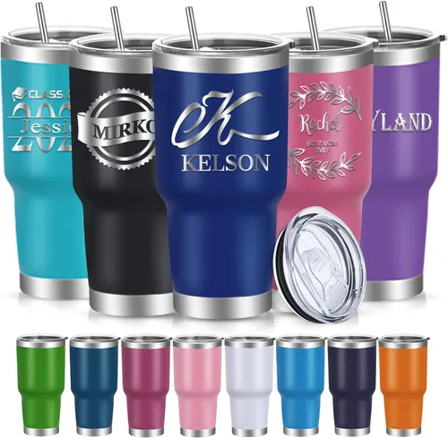 Vista 9 de Vaso personalizado con nombres, tapas y pajitas, taza personalizada de 20 onzas, regalos para el Día de la Madre para mamá, mujeres, hombres