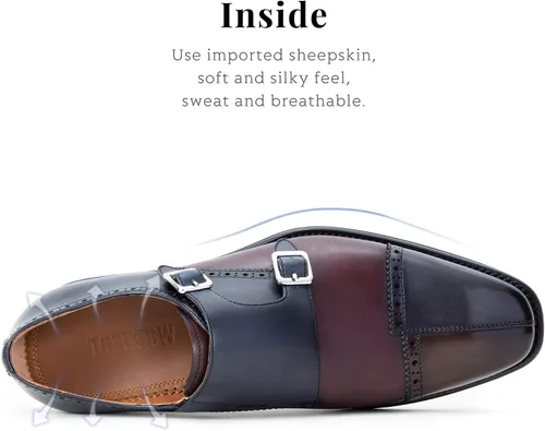 Vista 3 de Zapatos de vestir para hombre formales Oxford esmoquin zapatos de vestir de cuero genuino modernos formales negocios Derby