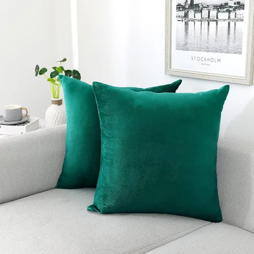 Vista 52 de NiNi ALL - Fundas de almohada decorativas de terciopelo 30x30 cm, paquete de 2 unidades, color azul bebé, suaves para sofá, dormitorio, sala