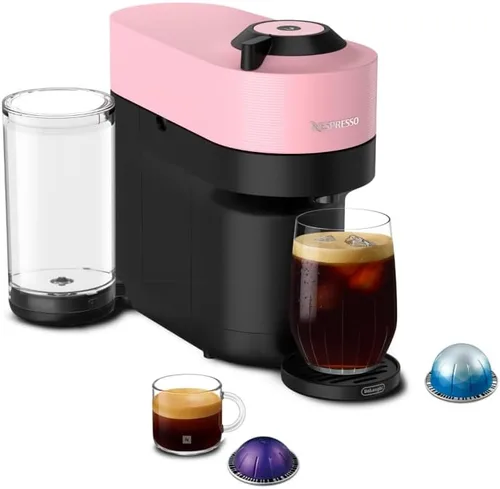 Vista 11 de Nespresso Vertuo Pop+ Cafetera para café y espresso de De'Longhi, Samra Origins de The Weeknd Vertuo Buna Amarillo con espumador de leche Aeroccino3