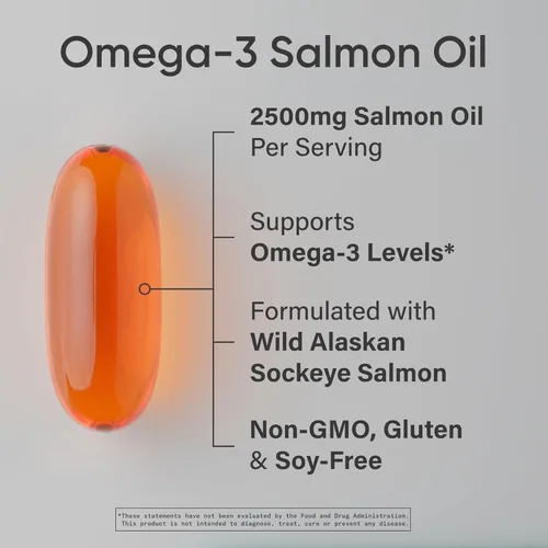 Vista 2 de Sports Research® Aceite de Salmón - Origen Único de Salmón Sockeye Salvaje de Alaska 2500 mg por Porción con Ácidos Grasos EPA y DHA Certificado