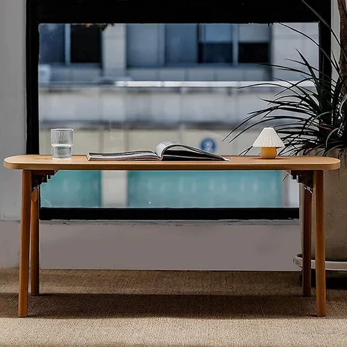 Vista 4 de SYALEO Mesa de Centro Mesa de centro de madera maciza, mesa plegable estilo japonés, mesa auxiliar para sala de estar, sofá, mesa auxiliar de 17.7