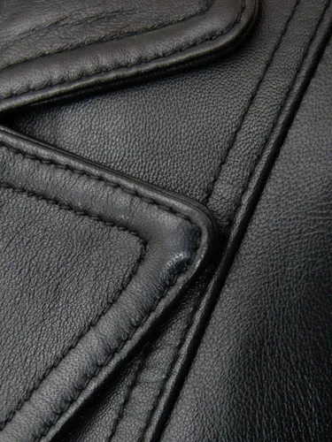 Vista 3 de Blazer de piel de cordero para mujer, chaqueta blazer de cuero negro