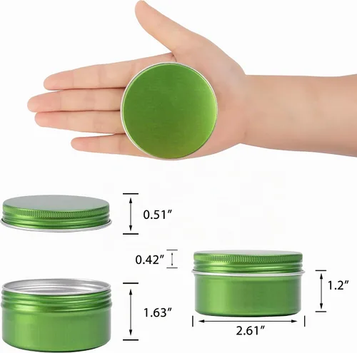Vista 2 de Latas de aluminio con tapa de rosca verde de 4 oz (4.1 fl oz) con etiquetas
