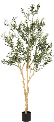 Vista 8 de Realead Árbol de olivo artificial de 6 pies, plantas de olivo sintético alto, árbol de seda de olivo falso en maceta con ramas y frutas, árboles