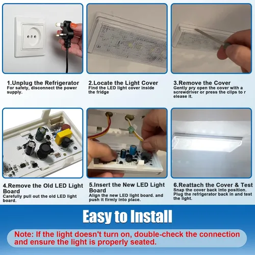 Vista 6 de 1 pieza de luz para refrigerador W10515058, 2 piezas de luz para refrigerador W10515057, juego de placas de luz LED para congelador de reemplazo