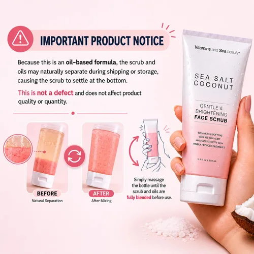 Vista 5 de Exfoliante facial suave e iluminador con sal marina y coco – Exfolia, hidrata y reduce imperfecciones – Limpiador facial equilibrante para todo tipo