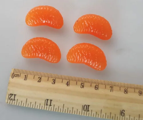 Vista 5 de Molde de silicona 3D para rebanadas de mandarina con 20 palitos de piruleta, segmentos de naranja mandarina, molde de glaseado para pasta de goma