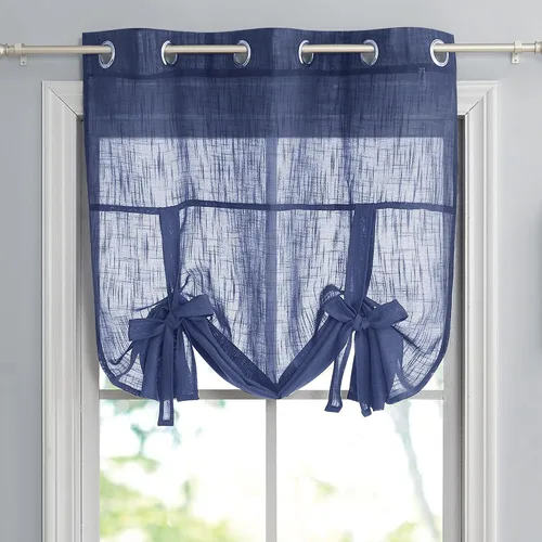 Vista 15 de Pony Dance Cortinas de ventana de baño, pantalla con lazo para dormitorio, filtro de luz, semitransparente, cortinas romanas elegantes para Blanco