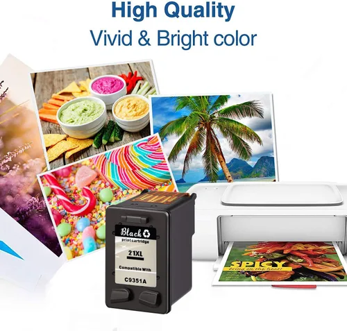 Vista 5 de greencycle Paquete de 2 cartuchos de tinta negra remanufacturados C9351A 21 21XL compatibles con HP Deskjet D1430 D1445 D1455 D1460 D1468 D1470