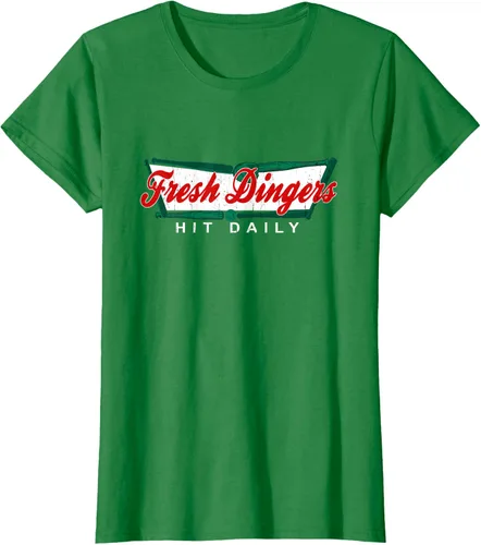 Vista 32 de Camiseta divertida de béisbol y softbol Don't Bunt Hit Fresh Dingers, Negro