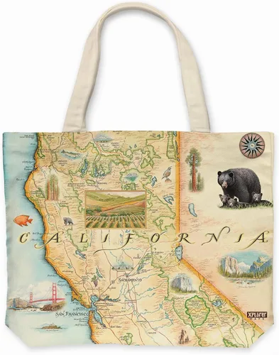 Vista 19 de Xplorer Maps Bolsa de lona con asas, bolsa de compras de comestibles de tela, bolsa reutilizable y ecológica, 100% algodón, lavable