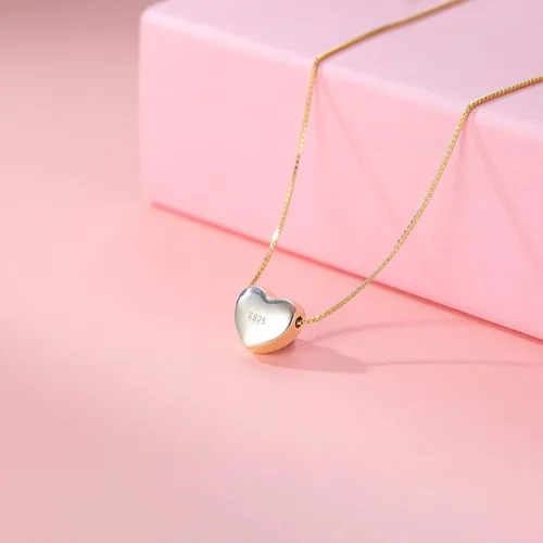 Vista 2 de SLUYNZ Collar con colgante de corazón de plata de ley 925 genuina para mujer, gargantilla simple y dulce corazón