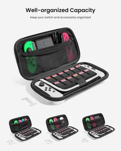 Vista 2 de tomtoc Carrying Case for Nintendo SwitchOLED Model, Protective Carry Case with 12 Game Cartridges, Hard Portable Travel Switch Case with Pocket for