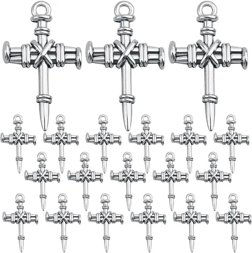 Vista 8 de 50 dijes de cruz de aleación religiosa cristiana Jesús Crucifijo Crucifijo, suministros de manualidades para manualidades, collares, pulseras