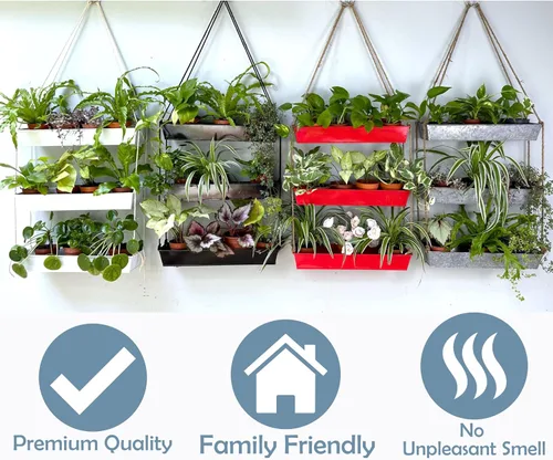 Vista 9 de LaLaGreen - Maceta escalonada de 16 pulgadas para plantas suculentas de interior, maceta rectangular moderna de metal negro de 3 niveles