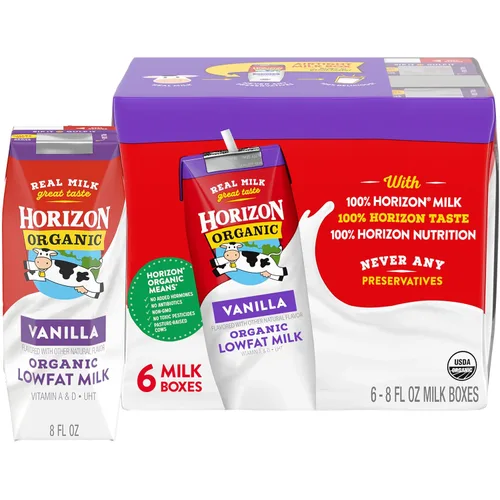 Vista 12 de Horizon Organic Cajas de leche bajas en grasa, fresa, 8 onzas, paquete de 6 8g Protein per Serving, 1% Lowfat, USDA Organic, No Refrigeration