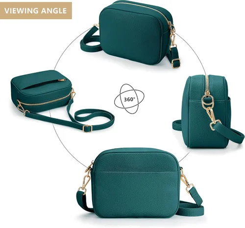 Vista 7 de KALIDI Bolso cruzado casual, de cuero vegano, 2 correas, bolso de hombro casual para mujer, bolso de trabajo, compras, viajes de noche