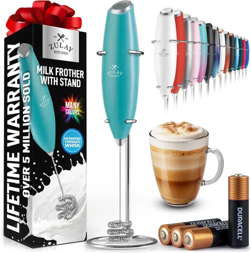 Vista 258 de Zulay Milk Boss Espumador de leche potente manual, hace espuma para latte, batidor para mezclar bebidas, café, miniespumador para capuchino, frappé