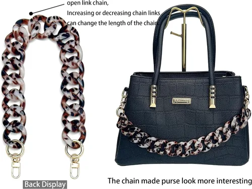 Vista 3 de Correa de bolso con estampado de leopardo de resina AUMEY, asa decorativa de reemplazo para bolso