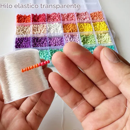 Vista 7 de Cuerda elástica de 0.5mm para pulseras, QBJAYTY 262 yardas, cuerda elástica transparente extensible para pulseras para cuentas de semillas, letras