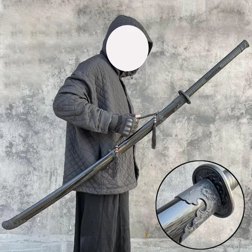 Vista 2 de Espada Hmong de polipropileno de alta resistencia para entrenamiento de artes marciales, espada antigua Samurai con funda para práctica