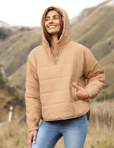 Vista 12 de QIBABU Chaqueta acolchada con capucha de gran tamaño para mujer, ligera, acolchada, manga larga, abrigo de invierno cálido