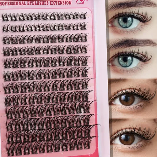 Vista 9 de Natural Lash Clusters Kit Wispy Lash Invisible Clear Band Cluster Eyelash Extensions Kit 8-16mm Individual Lashes Extension D Curl Eyelash Clusters