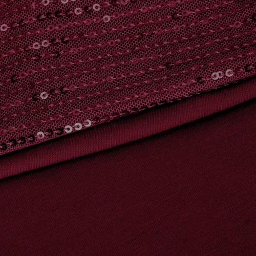 Vista 8 de Blusa de manga corta con hombros descubiertos y talla grande, con lentejuelas brillantes y empalme de moda, con dobladillo de pañuelo