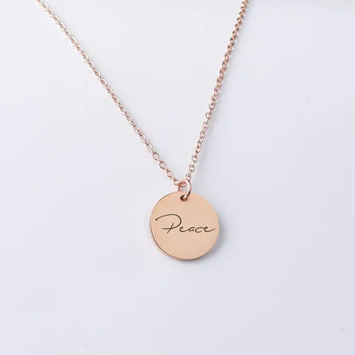 Vista 6 de Custom Handwriting Necklace Personalized Signature Circle Charm Necklace