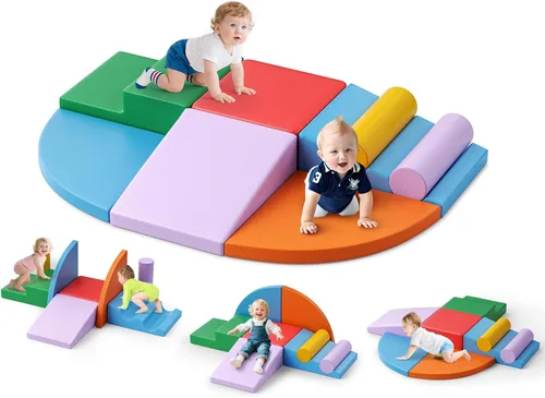 Vista 13 de Lischwert Bloques de escalada de espuma para niños pequeños de 1 a 3 años, juego suave de 4 piezas con juguetes de exploración para gatear, bloques