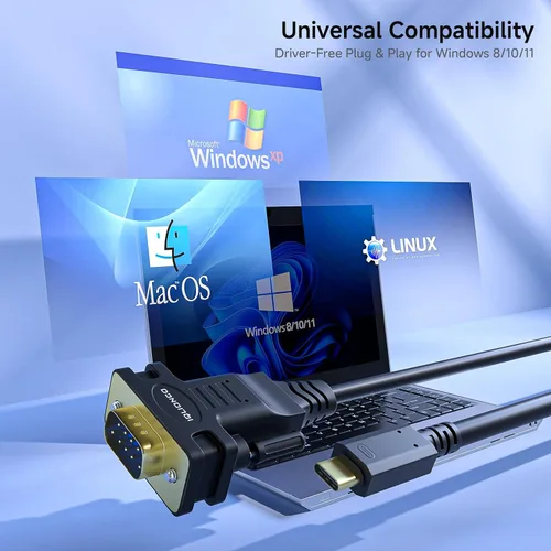 Vista 2 de Convertidor de cable adaptador serie RS232 tipo C a 2 puertos con chip FTDI, cable serie USB-C a 2X DB9 de 9 pines para Windows, Linux, Mac, POS